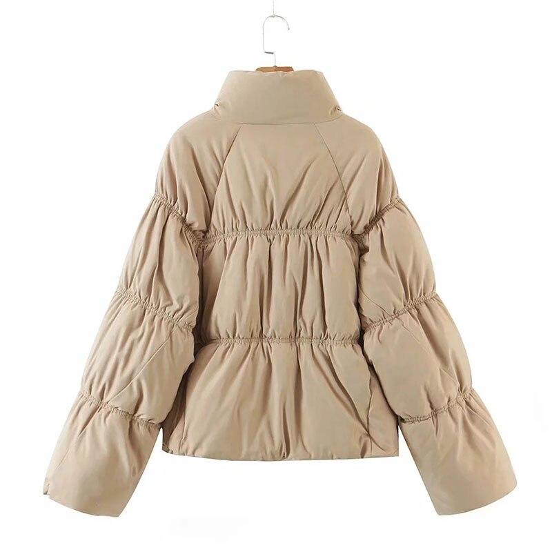 Women Parkas Solid Standard Collar Zipper Jacket Winter